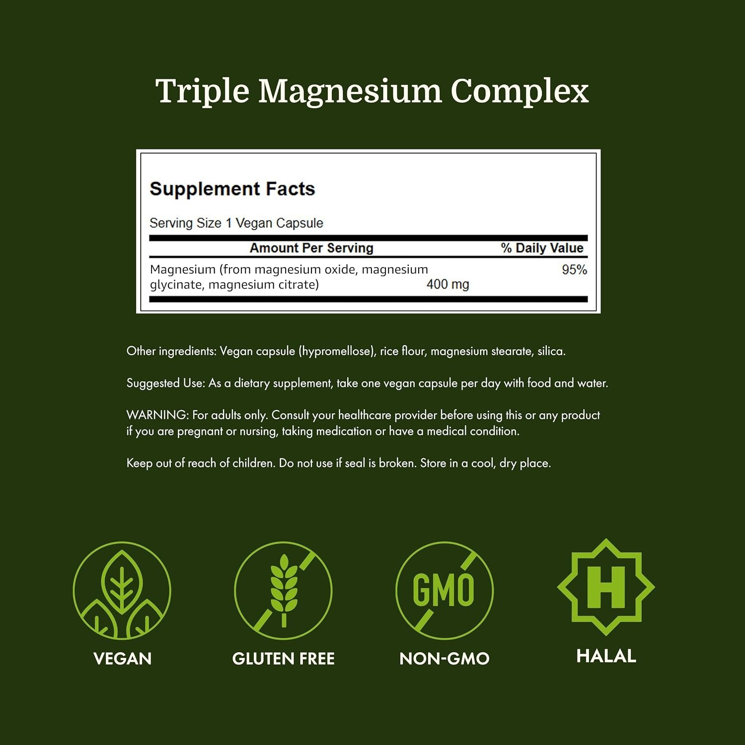 Swanson Triple Magnesium Complex – 100 Capsules, 400mg 100 Count (Pack of 1)