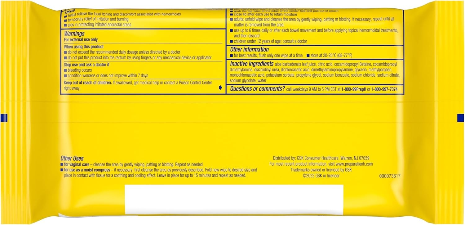 Preparation H Hemorrhoid Flushable Wipes with Witch Hazel for Skin…