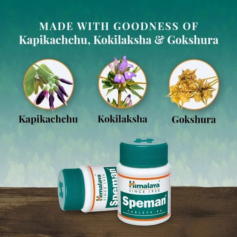 Himalaya Speman Tablets 60 Count Herbal Supplement Pack of 1 | Free Shipping