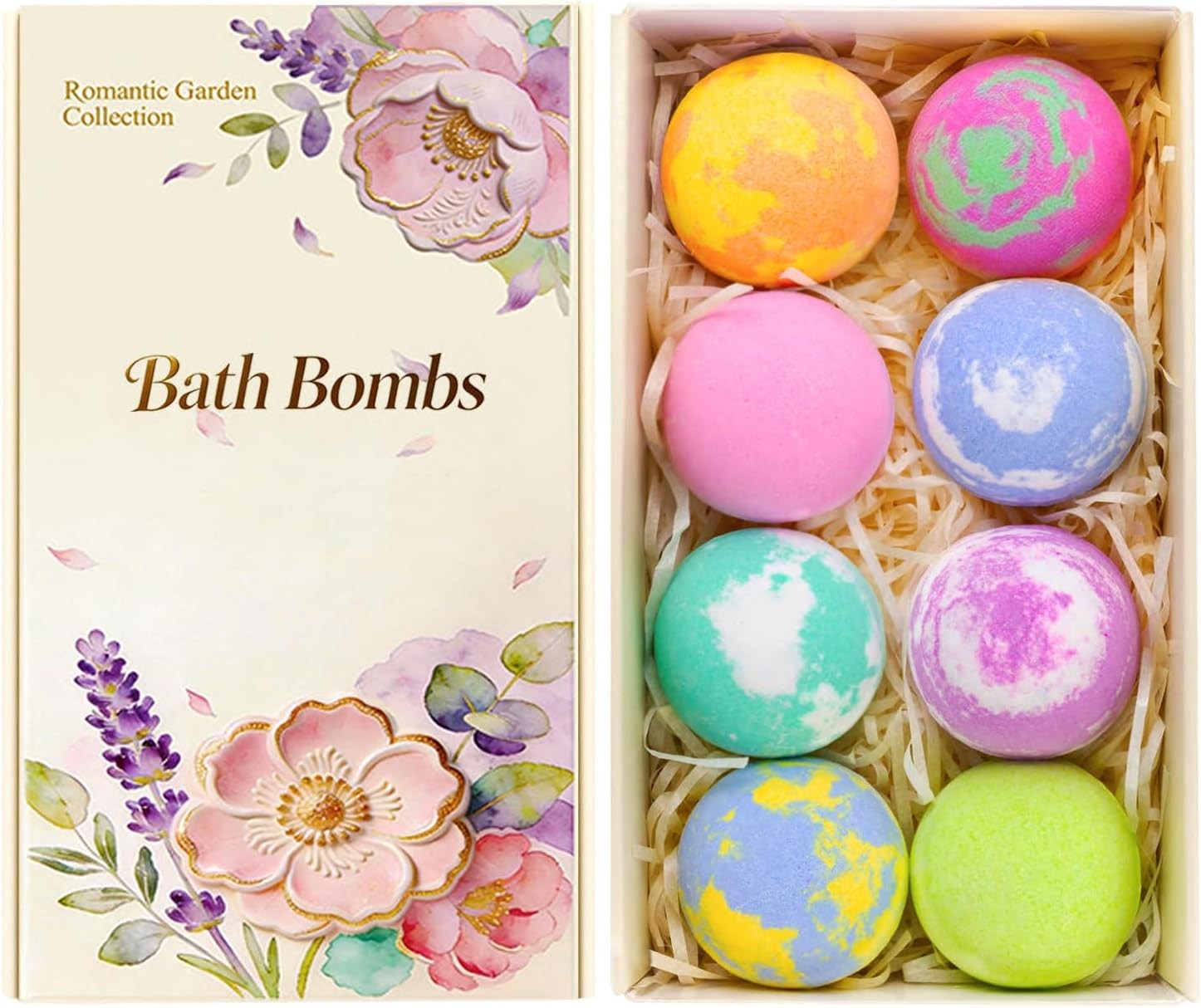 Bath Bomb Gift Set for Women, 8 Pcs Bath Bombs for Girls, Natural Bubble Bathbom