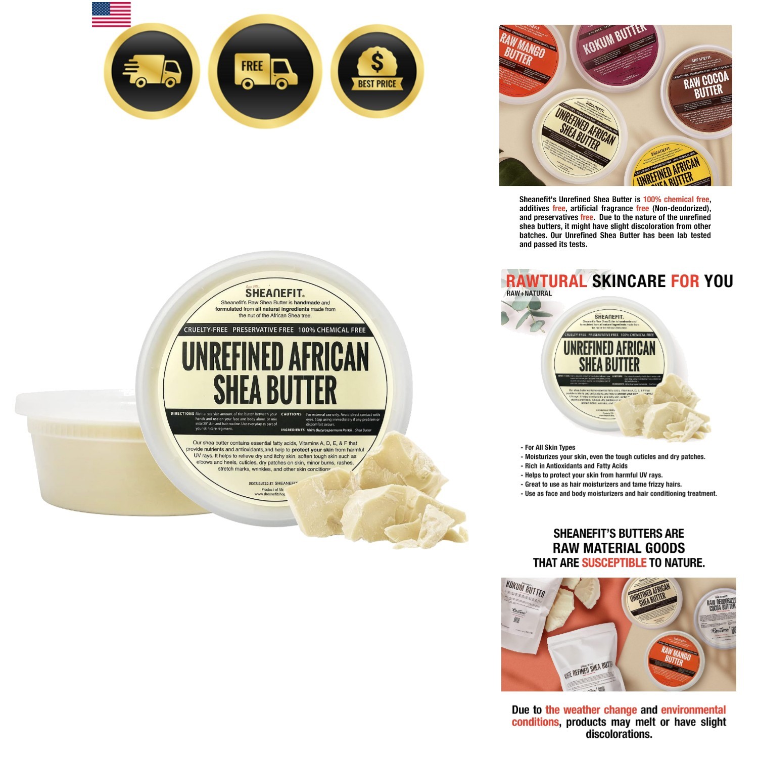 Raw Unrefined African Shea Butter, Natural Body Butter, Soft & Smooth Daily M…
