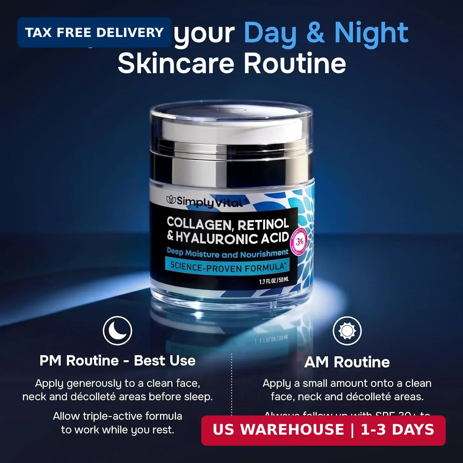 Anti-Aging Face Moisturizer with Retinol, Collagen & Hyaluronic Acid – Moisturiz