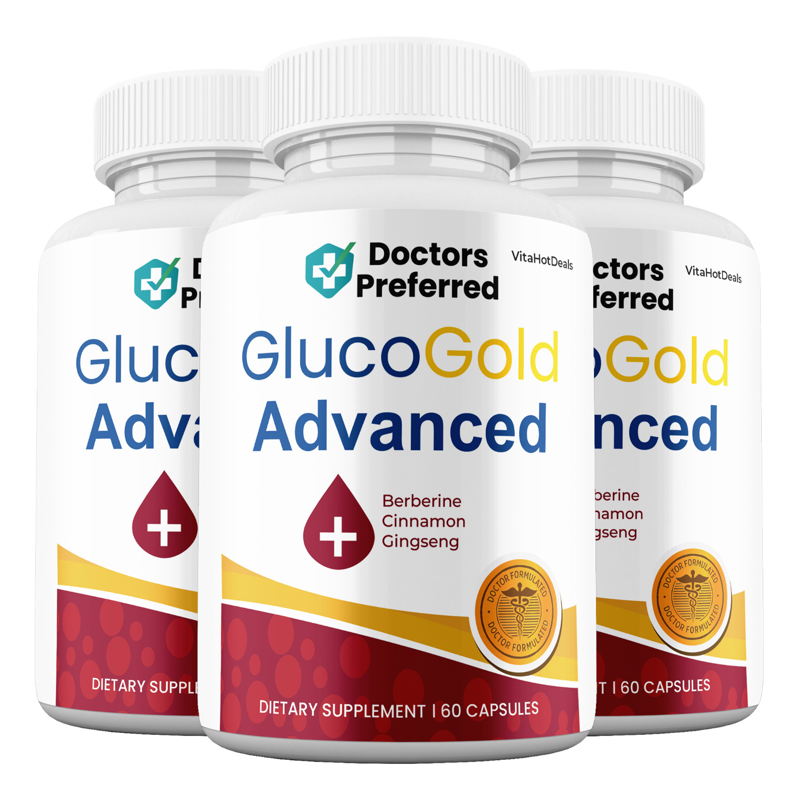 Gluco Gold Advanced Capsules, Max Strength GlucoGold Supplement (3 Pack)