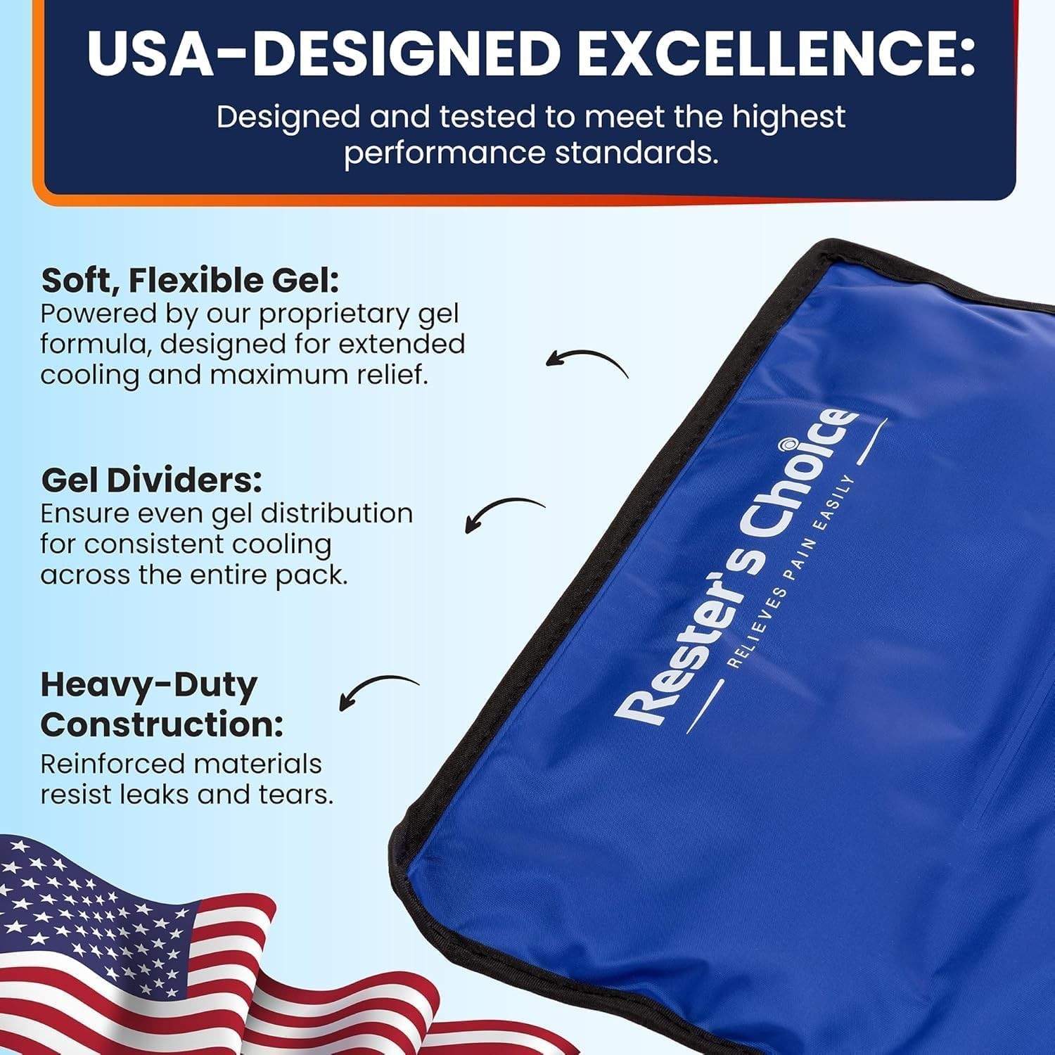 3 Compartment Gel Ice Pack – 7×12 – Superior Cold Distribution for Recovery