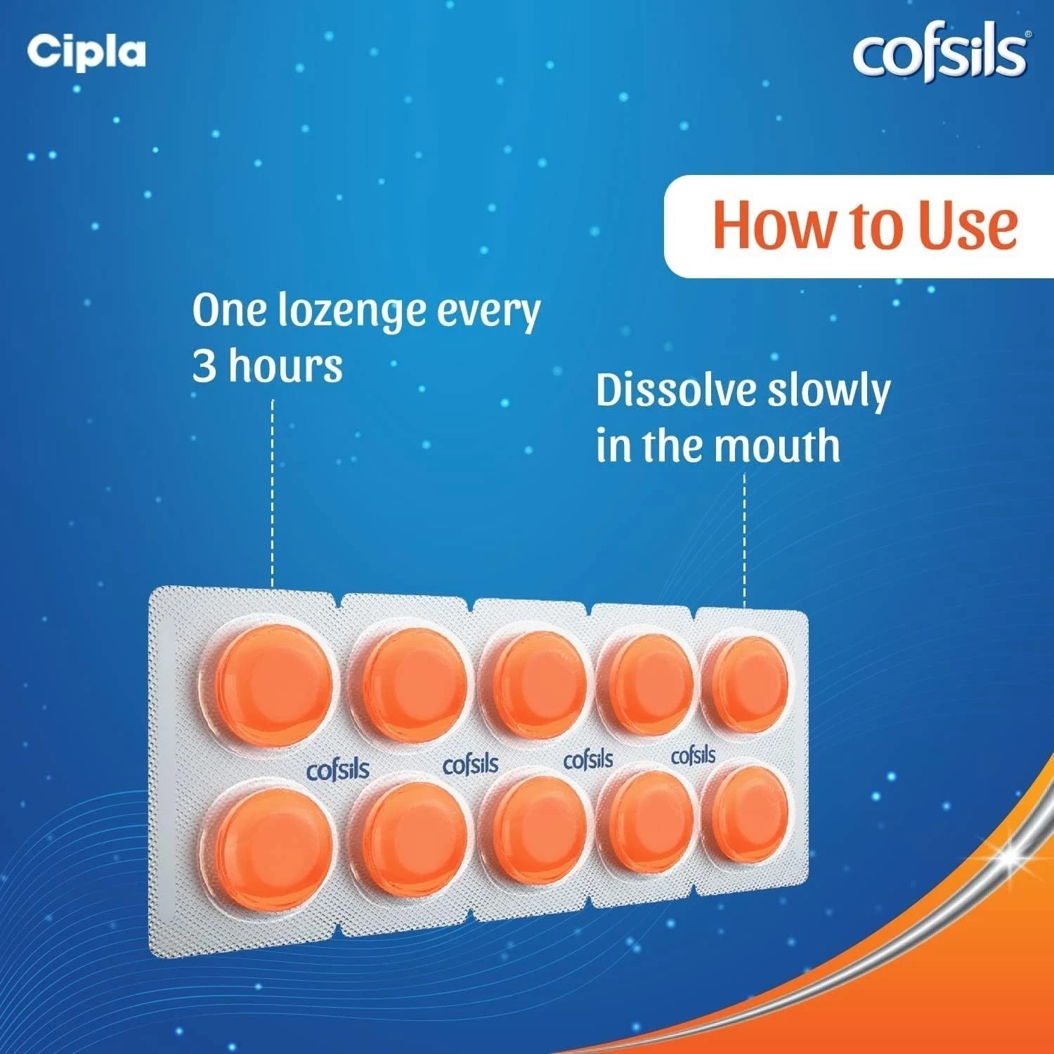 100 Counts Orange Flavour Lozenges Cough & Throat Instant Relief from Dry Cough