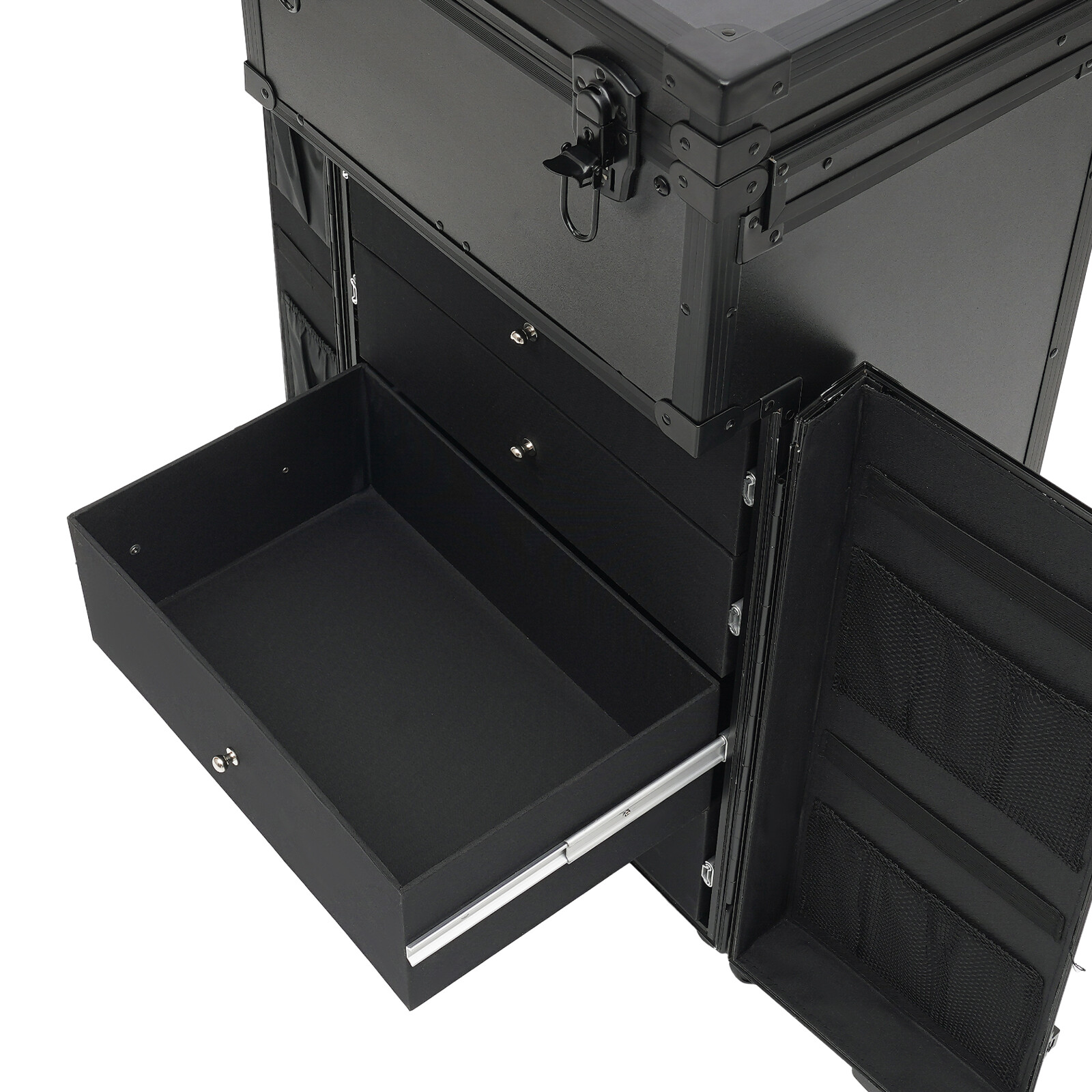 Rolling Makeup Train Case Cosmetic Trolley Travel Makeup Storage Organizer Black