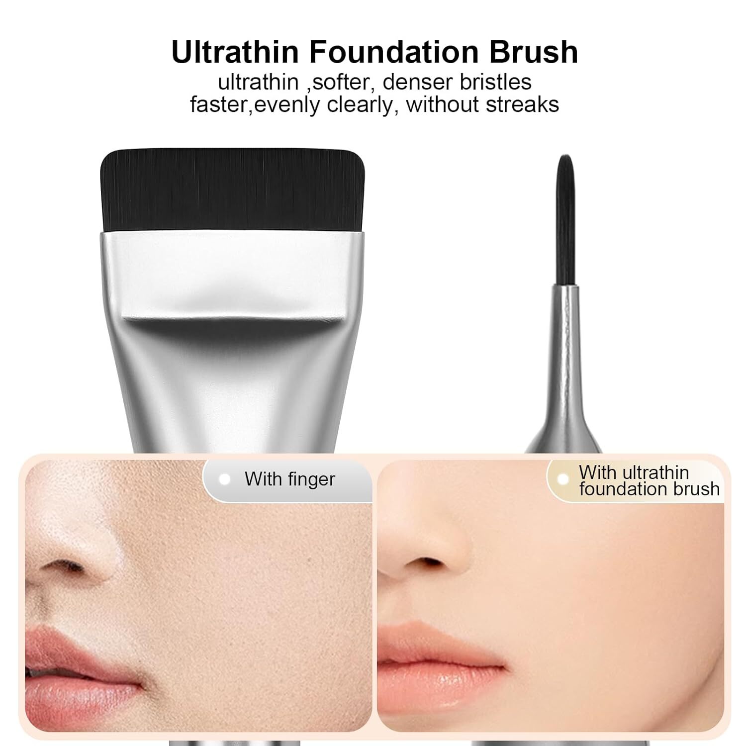 Flat Foundation Brush Set – Ultra Thin Blade for Liquid Makeup Blending
