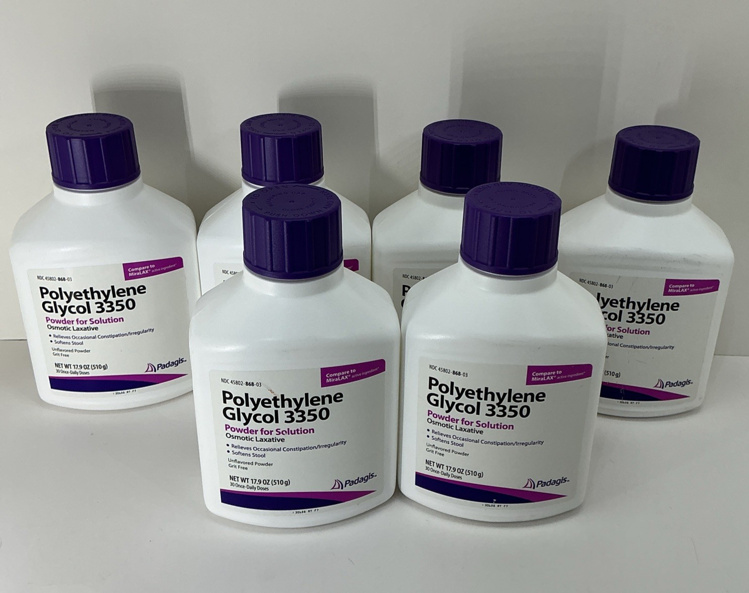 6x Padagis Polyethylene Glycol 3350 – Powder for Solution – 17.9 Oz – EXP 07/28