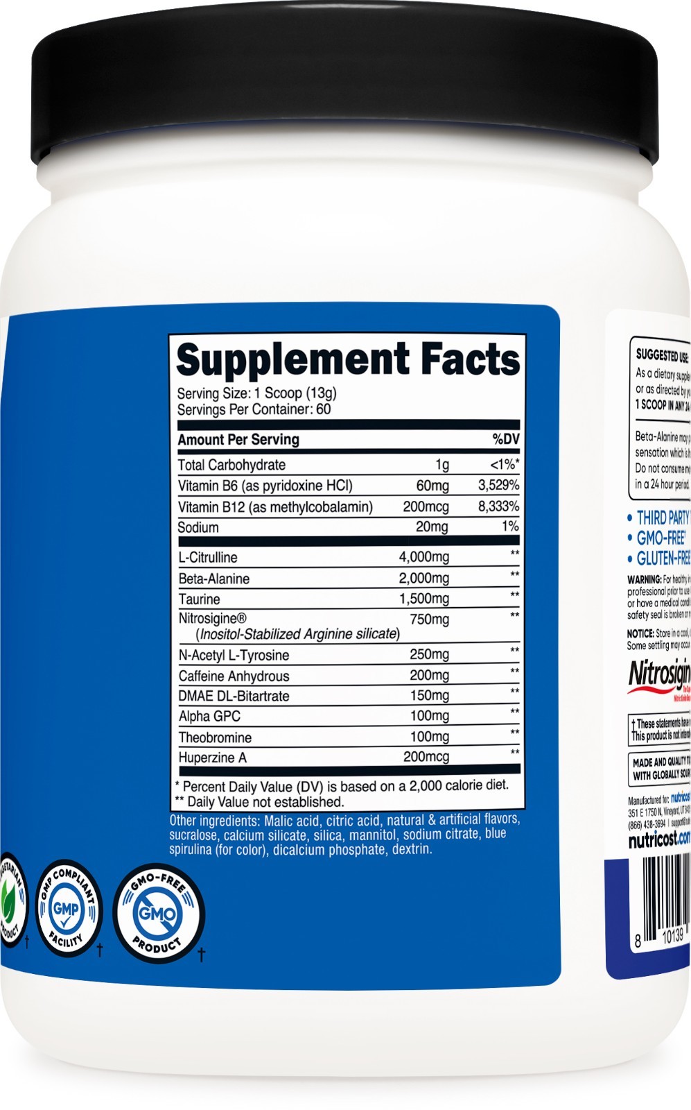 Nutricost Pre-Workout Complex Powder (Blue Raspberry) 60 Serivings