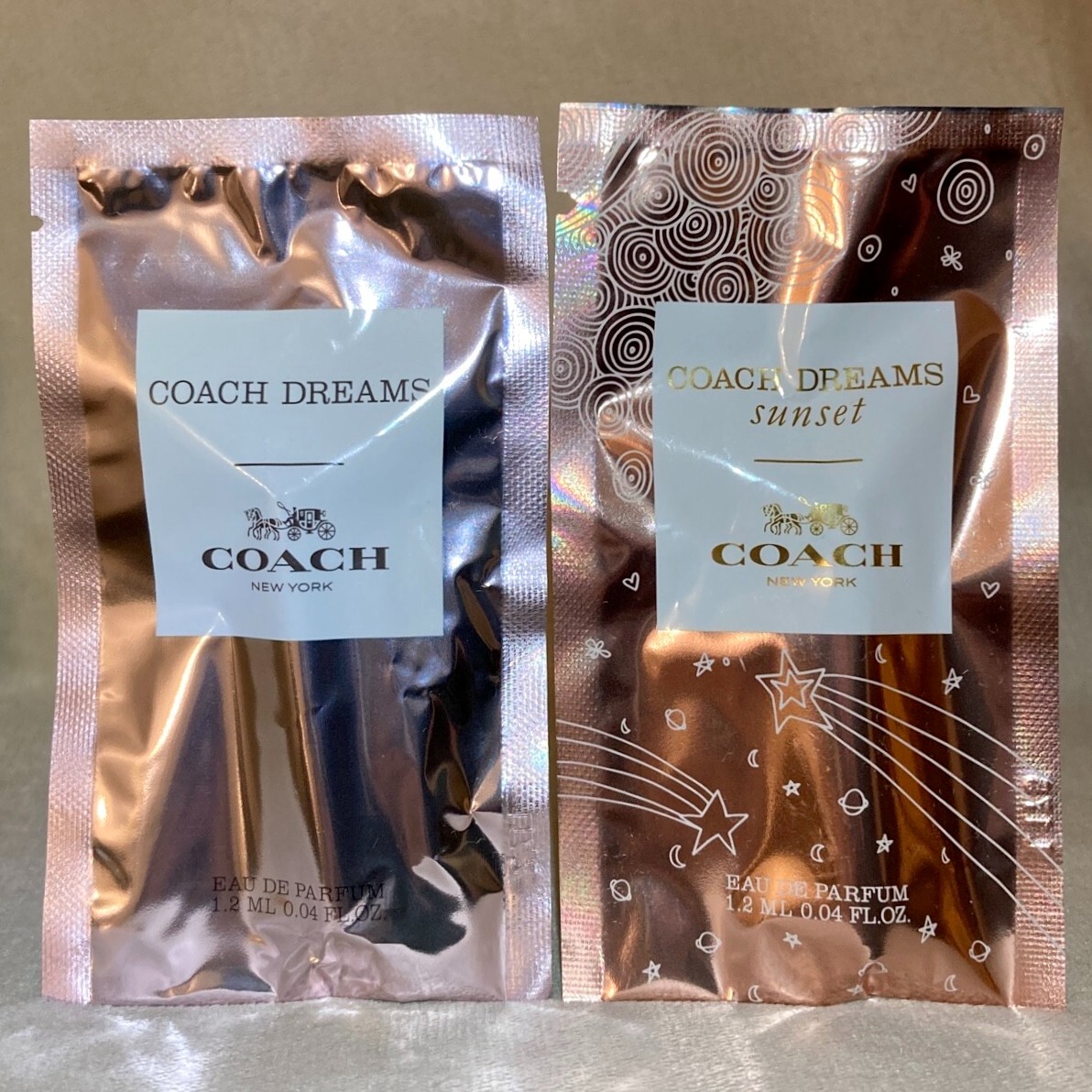 Coach Dreams EDP + Coach Dreams Sunset EDP Sample Sprays .04oz 1.2ml Each Sealed