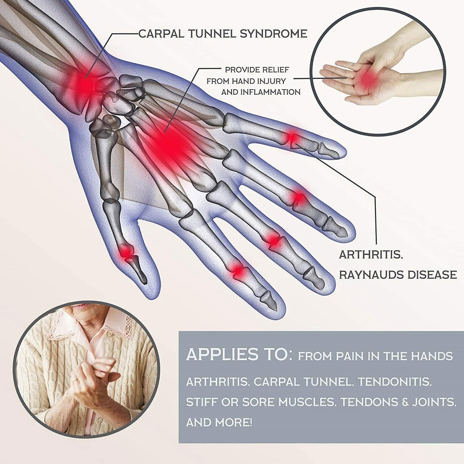 2pcs Copper Anti Arthritis Compression Gloves Hand Support Joint Pain Relief