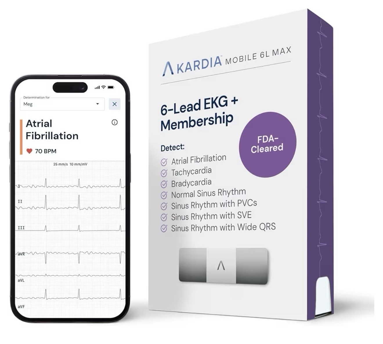 NEW KardiaMobile 6L Max 6-Lead EKG Monitor 1-Year KardiaCare Membership