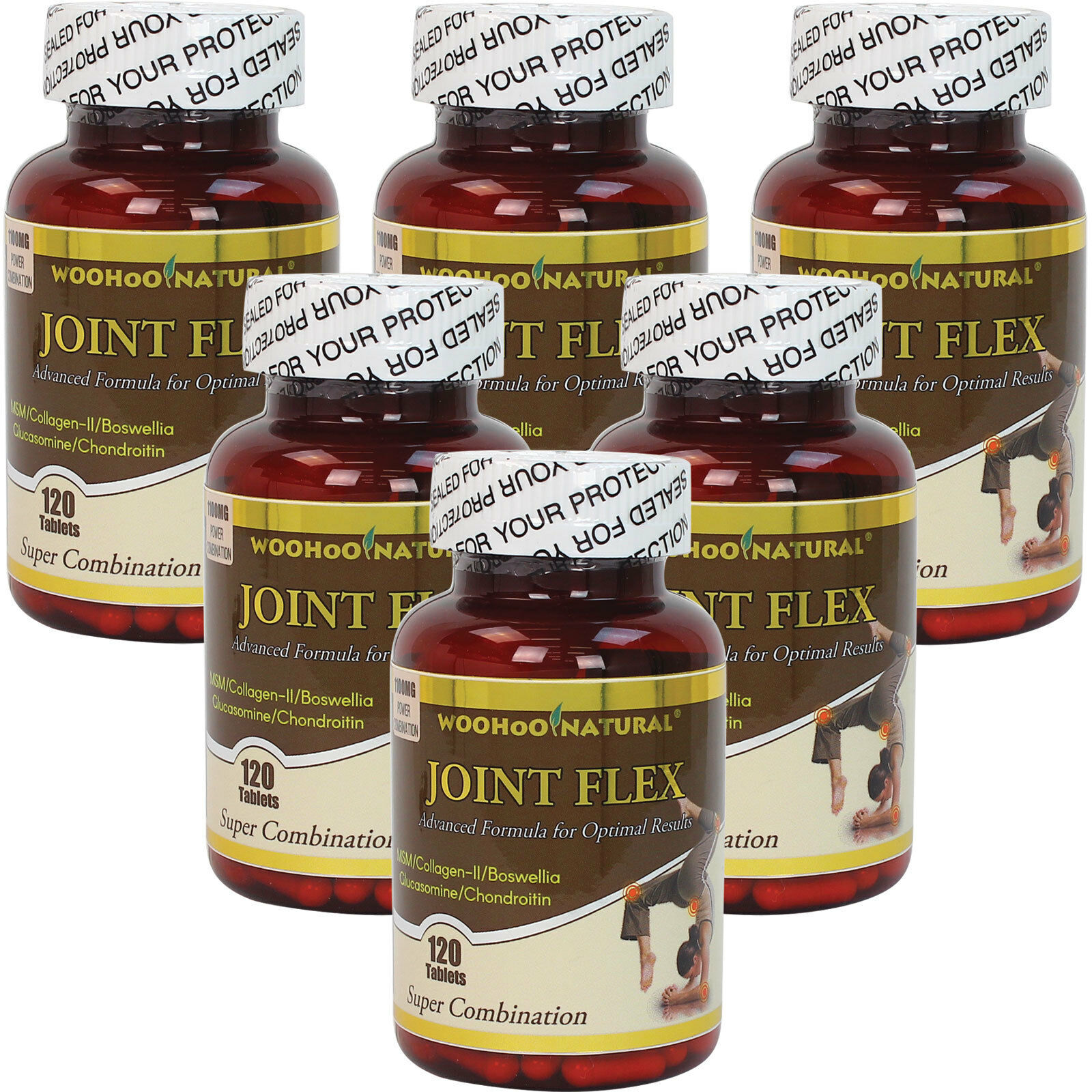 6 Joint Flex Glucosamine+Chondroitin+MSM+Collagen+Boswellia 120 CT 1 Year Supply