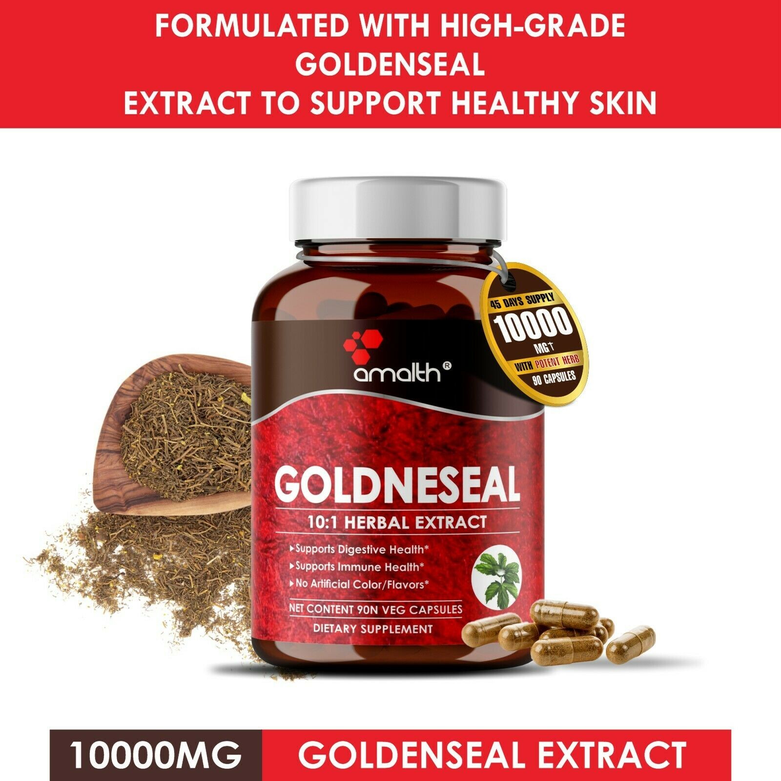 Goldenseal Root Extract Powder Hydrastis Canadensis 10000mg Immune Capsules