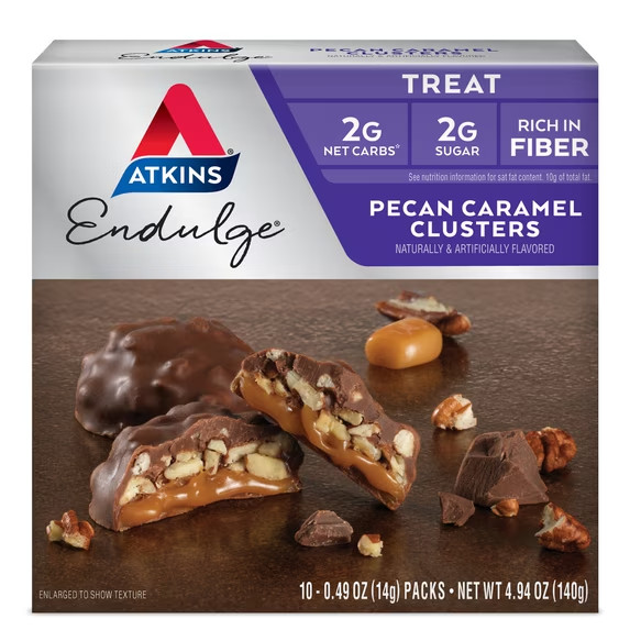 Atkins Endulge Treats, Pecan Caramel Clusters, Keto Friendly, 10 Count (5ct)