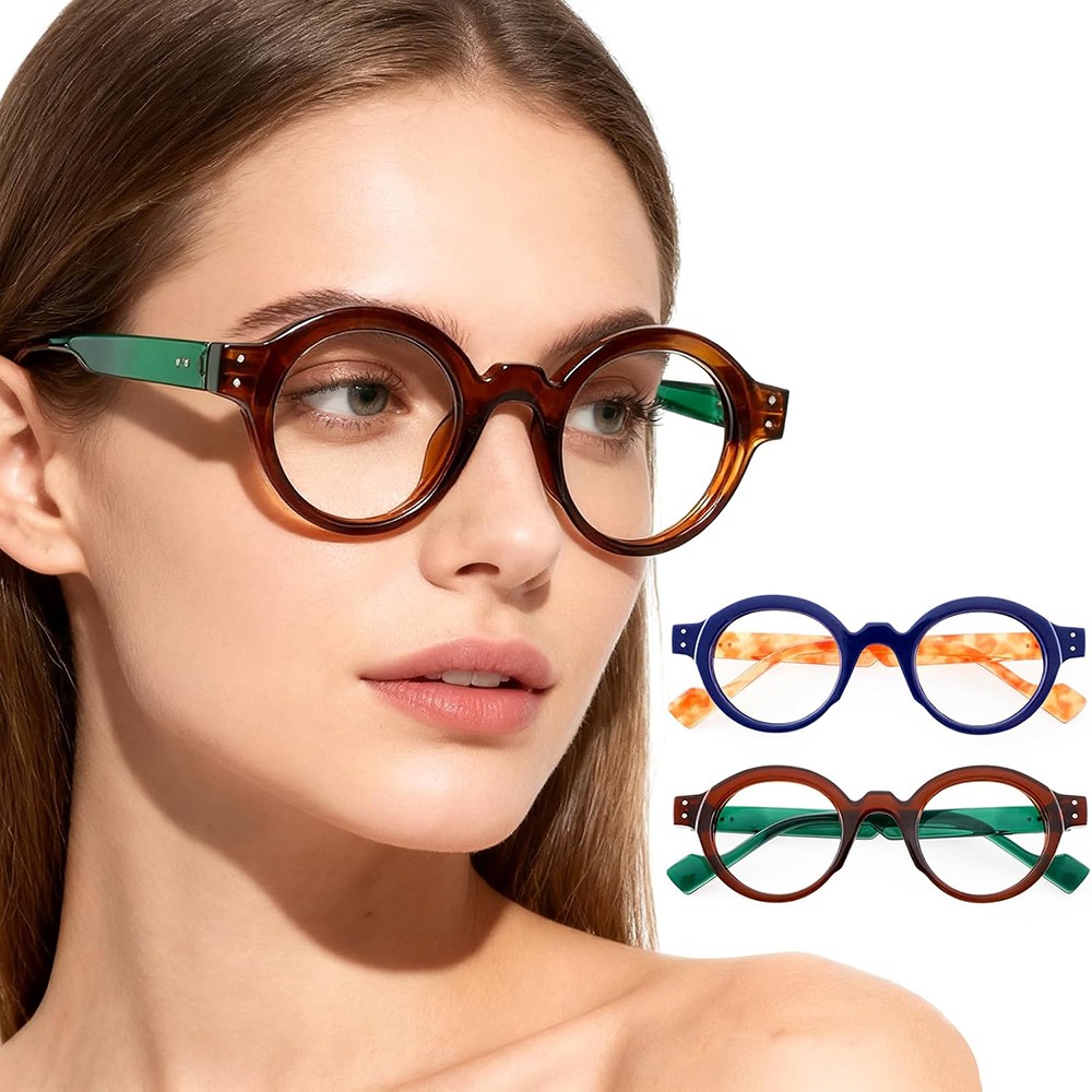 Classic Round Reading Glasses Computer Readers Vintage Anti Blue Light Eyewear