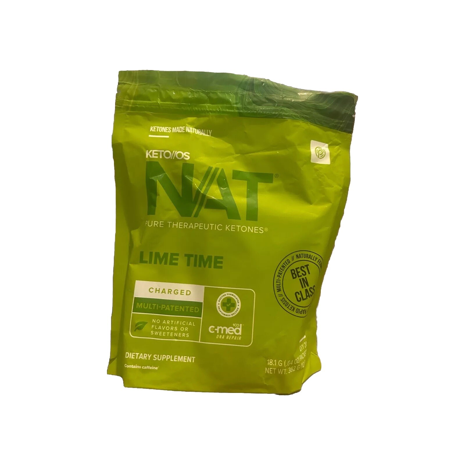 PRUVIT ketone drink Keto Nat LIME TIME Charged 20 PK Free Shipping
