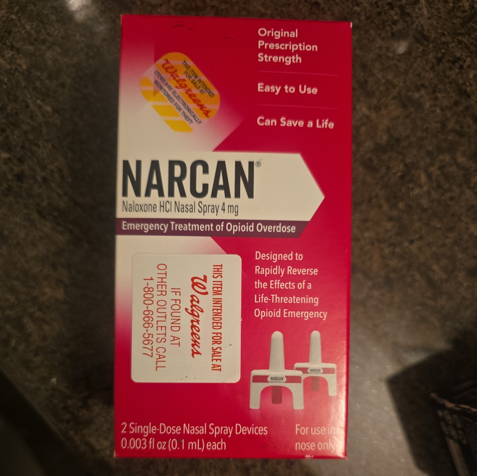 Nasal Spray 4 mg, Overdose Emergency Treatment – 2 Dose Pack *Exp may 2026 +