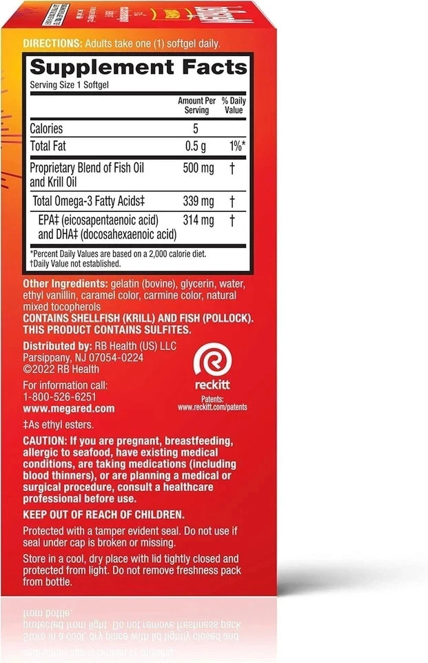 MegaRed Advanced Absorption Omega 3 Fish Oil 500mg 80 Softgels