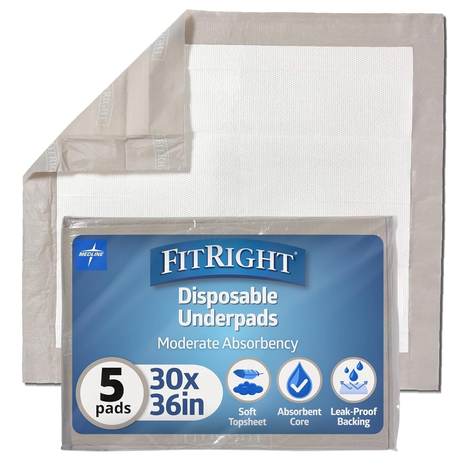 Disposable Underpad Bed Pad 5X Absorbent Wetness Wicking Odor Control 30×36