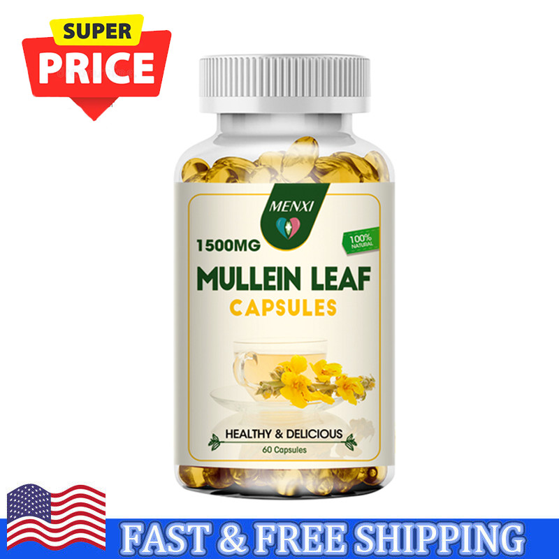 Mullein Leaf Capsules 1500mg – Support Lung Cleanse Respiratory Health Vegan