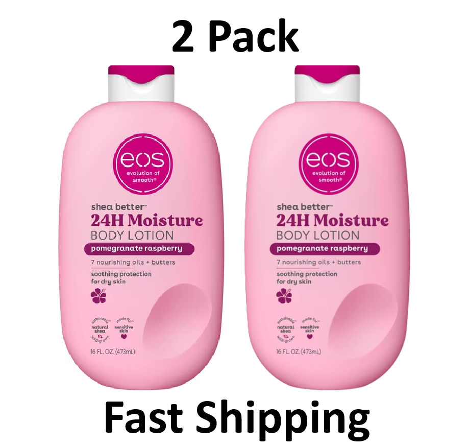 Eos Shea Better Body Lotion – Pomegranate Raspberry, for Dry Skin, 16 fl oz 2 PK