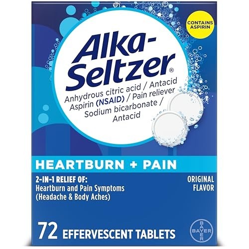 Alka-Seltzer Effervescent Tablets Original Flavor, Fast Multi-Symptom Relief