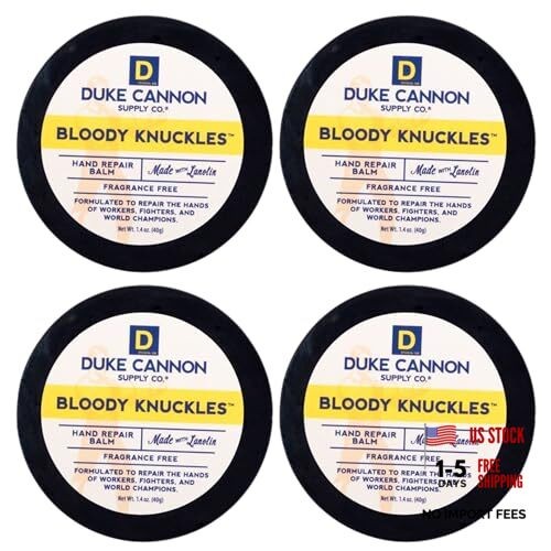 Duke Cannon Bloody Knuckles Hand Repair Balm – Travel 0.38 Ounce (Pack of 4)