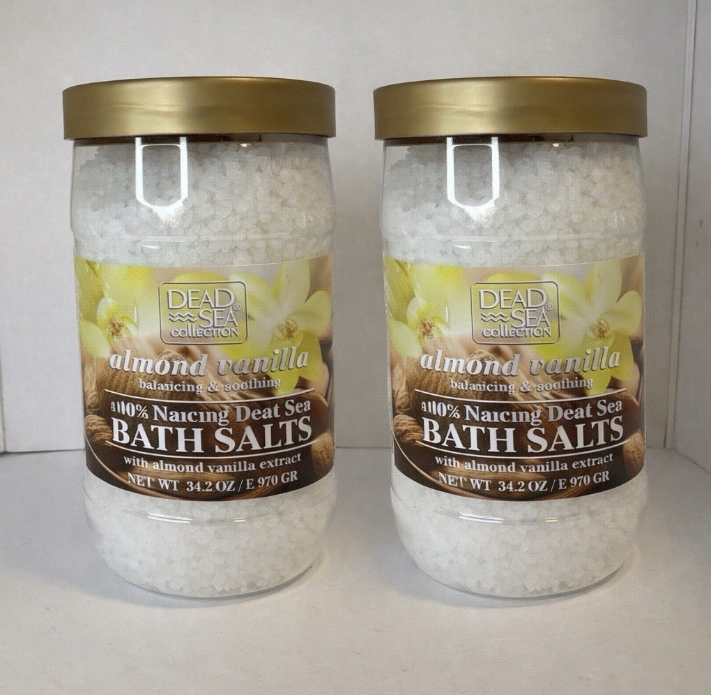 2 Pack Dead Sea Collection Almond Vanilla Bath Salts 34.2oz New Sealed Spa