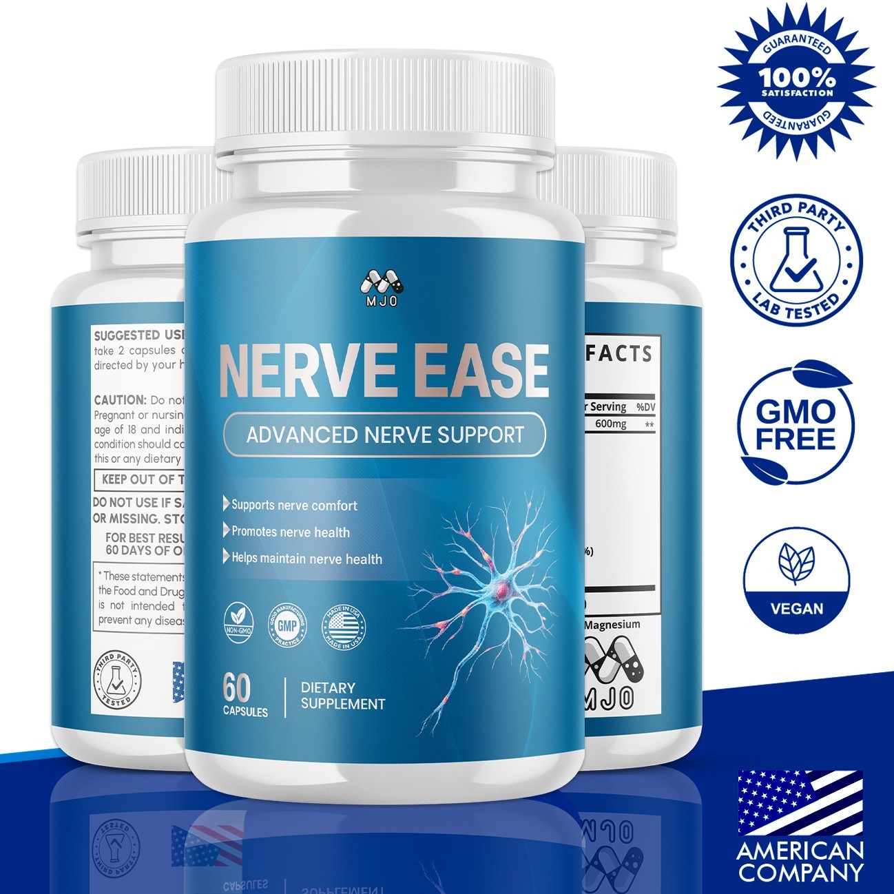 (5 Pack) Nerve Ease Advanced Nerve Support Strength Formula NerveEase 300 Caps