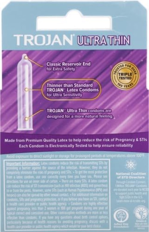 3 Pack Trojan Ultra Thin Lubricated Condoms | 25% Thinner for Ultimate Sensation