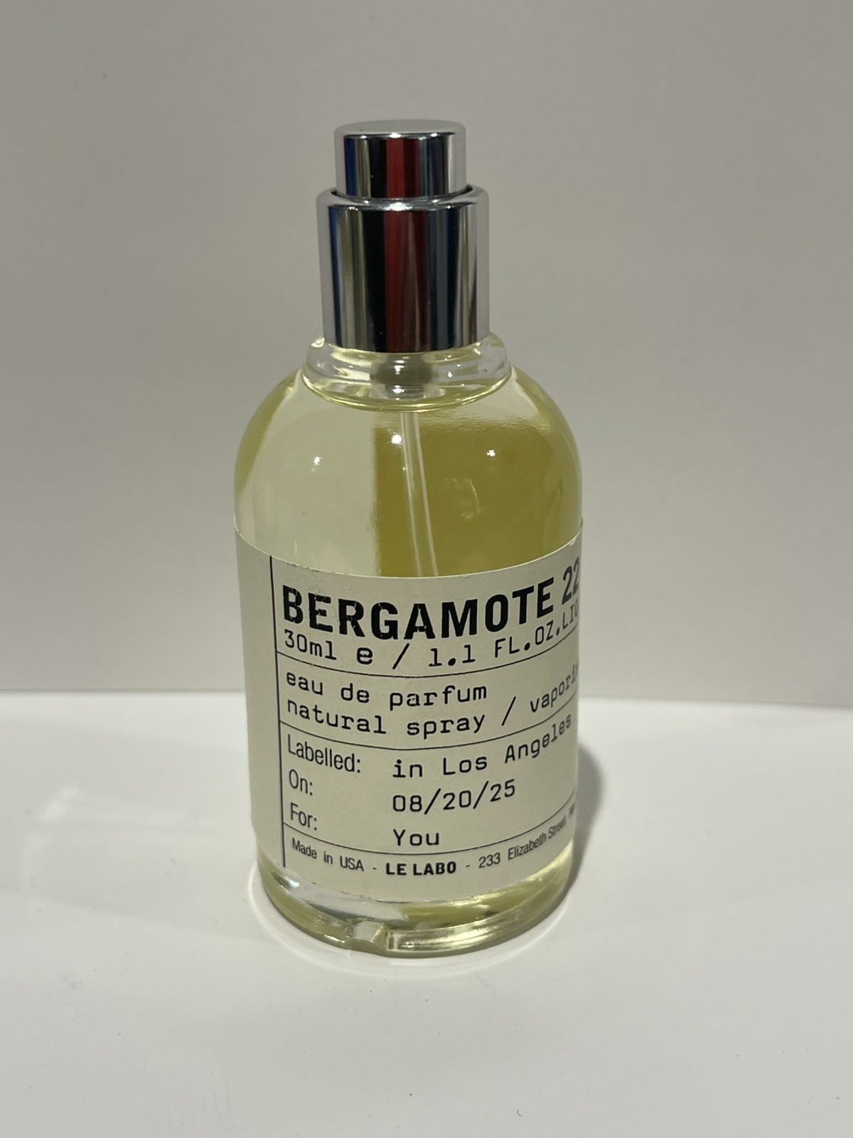 Le Labo Bergamot 22 Eau de Parfum Natural Spray, Regular Size 1Fl Oz 30ML