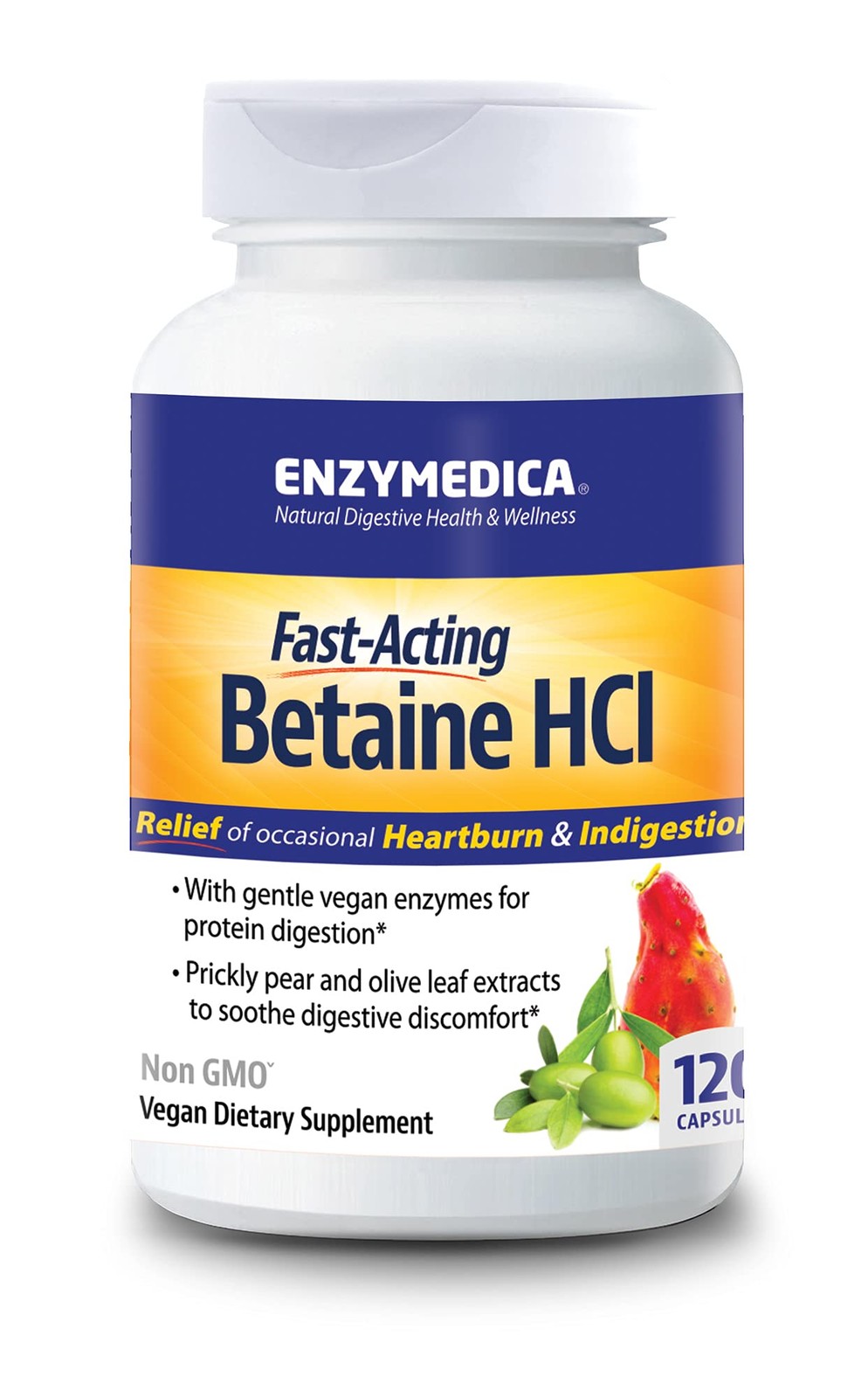 Enzymedica Betaine HCl for Men & Women – 120 Count (Pack of 1), No Color