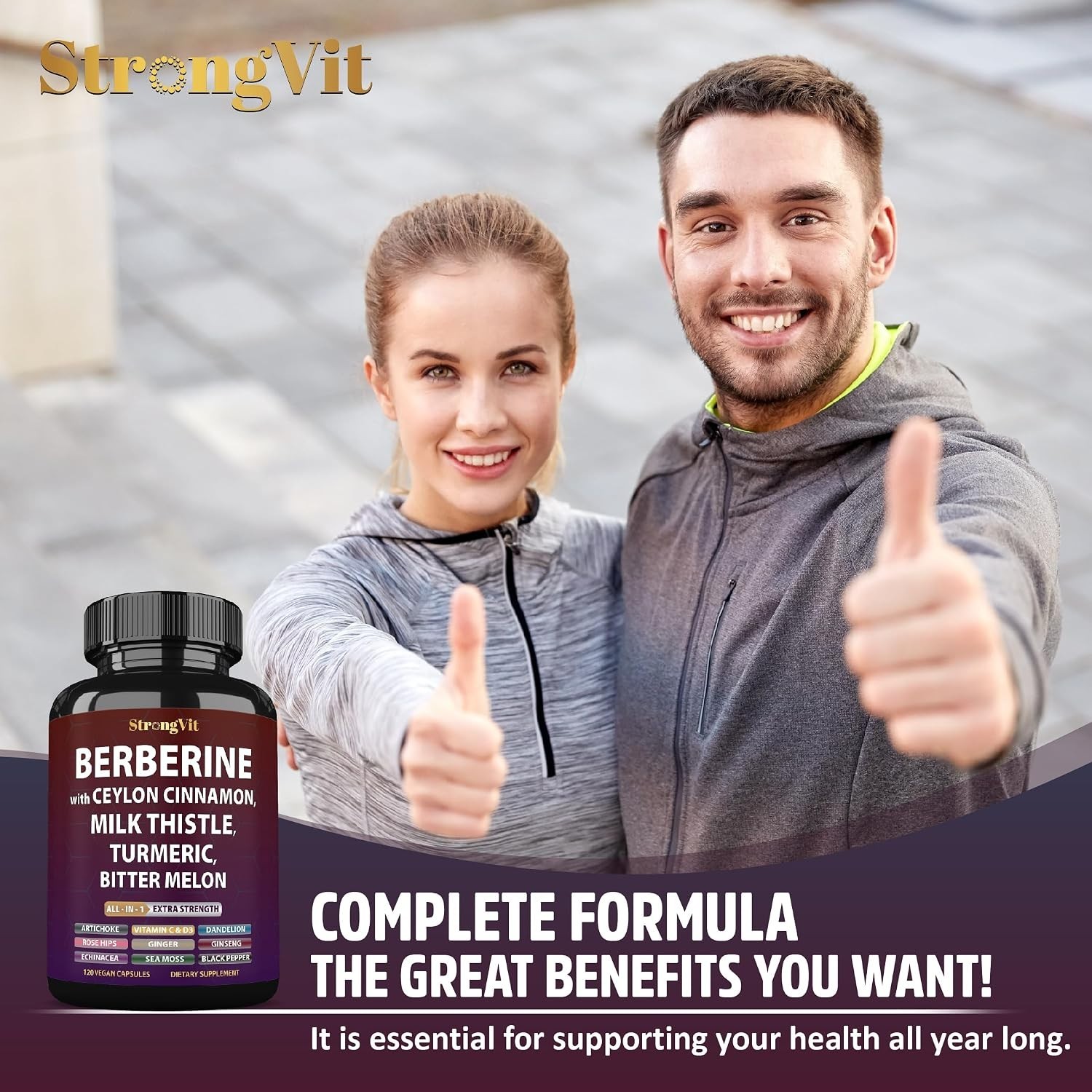 Berberine with Ceylon Cinnamon Supplement, Milk Thistle, Turmeric, Bitter Mel…