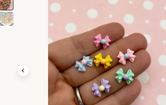 Bow Nail Art Decor Charms, Multicolor Bling Cabochons, Set of 6