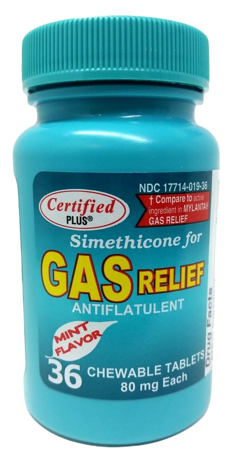 2-PK Simethicone Gas Relief Chewable Tablets 80mg Anti-Gas Bloating 36CT SEALED