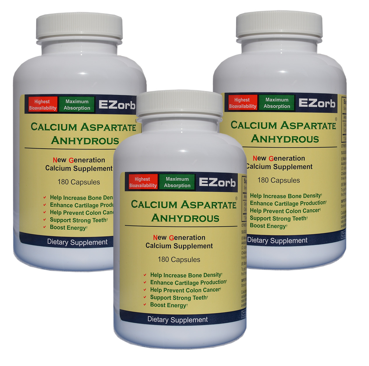 EZorb Calcium Capsules (3) 92% Absorption for Bone Spurs, Osteoporosis, Save 7%