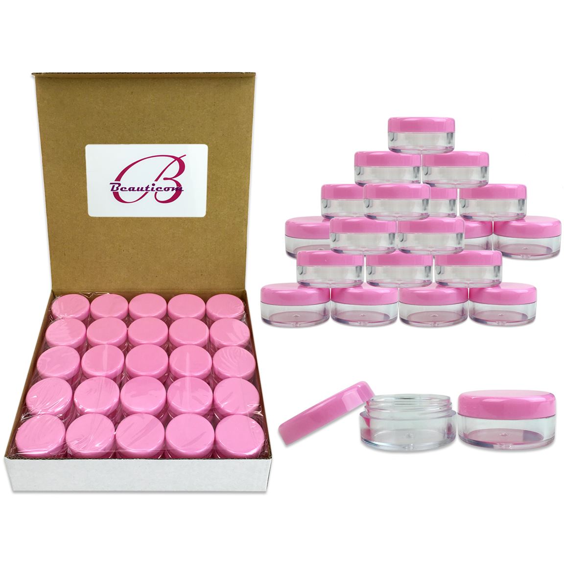 1000 Pieces 5 Gram/5ML Pink Plastic Makeup Cosmetic Cream Sample Jar Containers