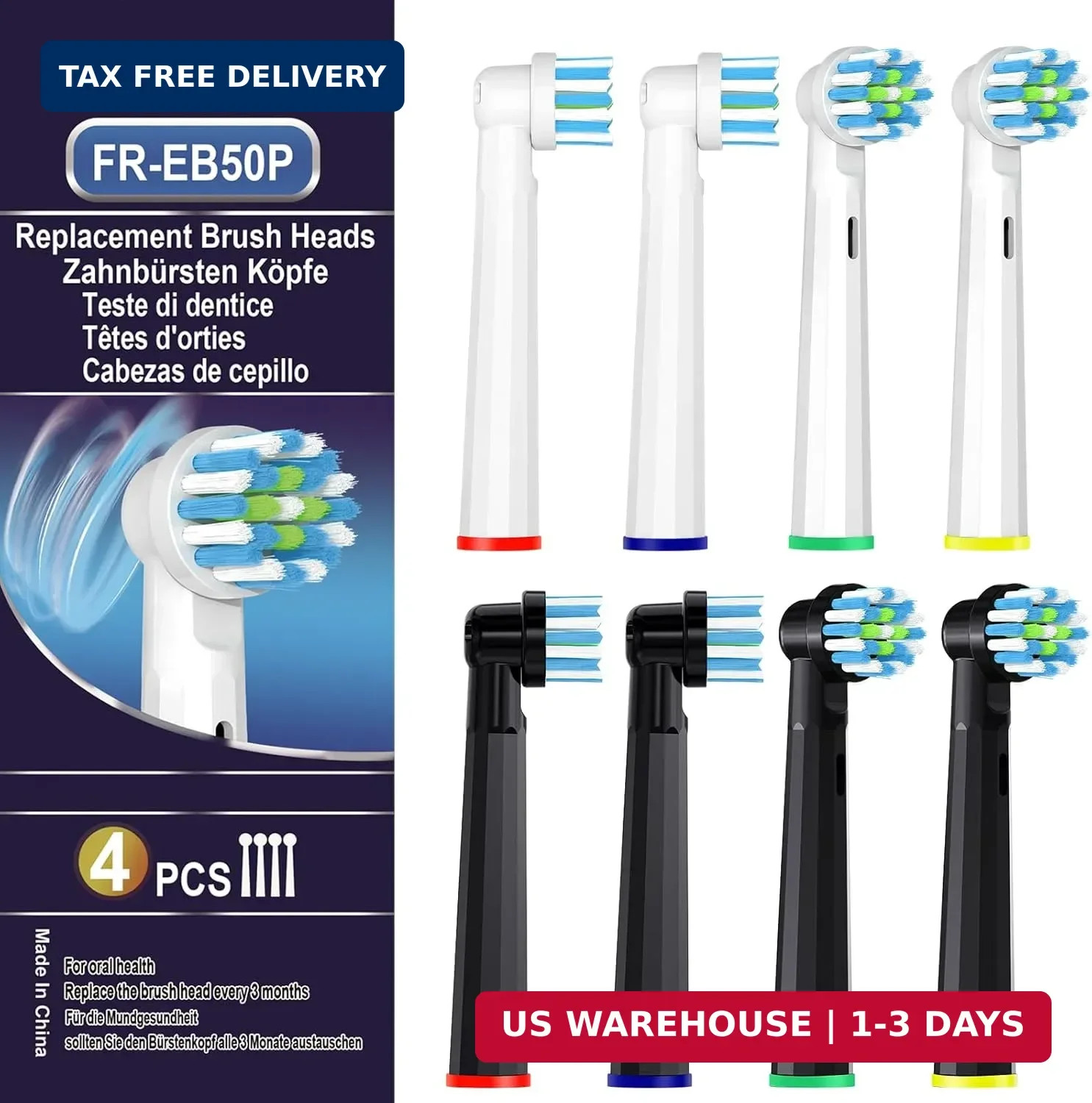Replacement Brush Heads Compatible with Braun Oral B Pro 500 1000 Toothbrush, Fi