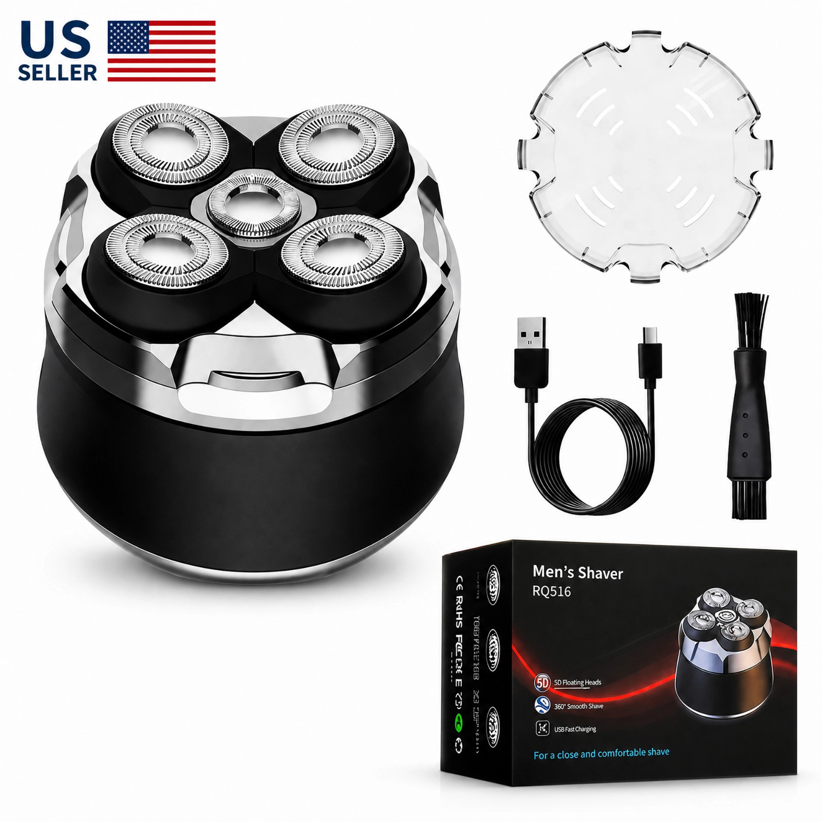 Men’s Bald Head Electric Shaver 5D Magnetic Razor Wet Dry Waterproof Cordless US