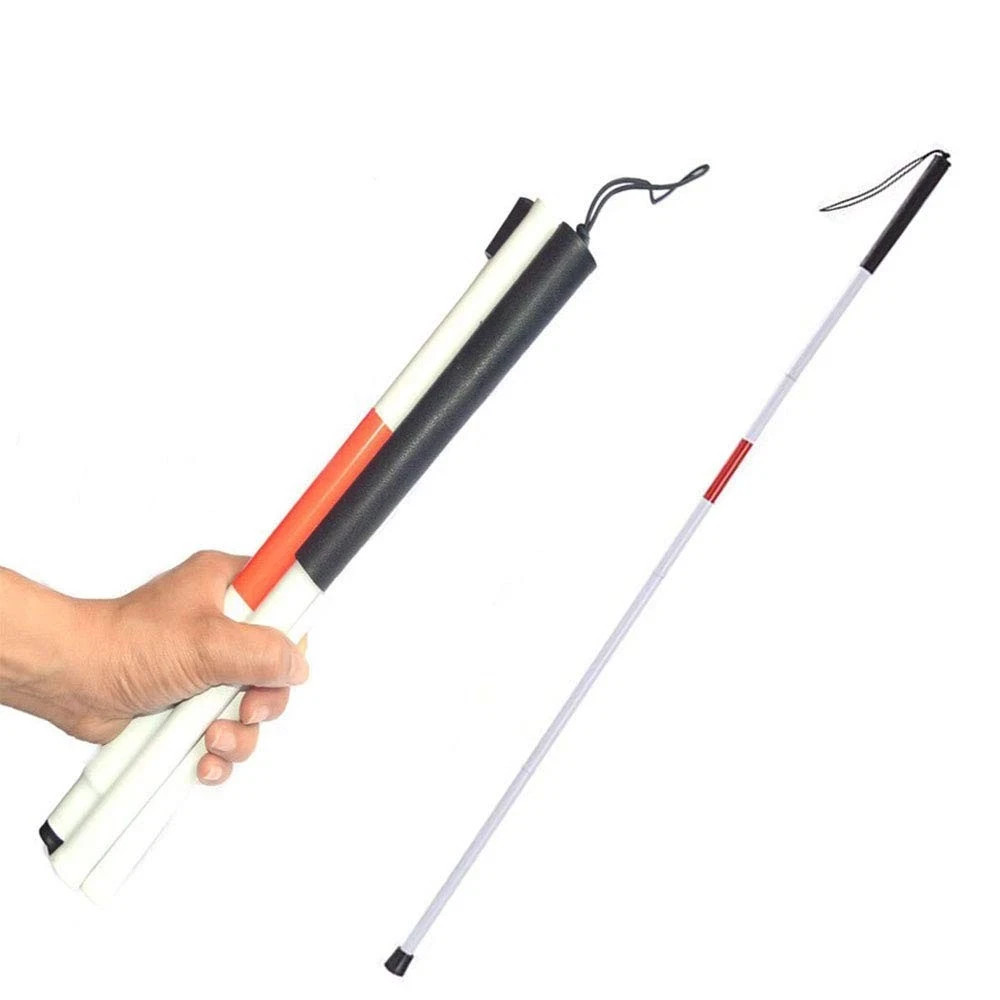 Aluminum Folding Walking Cane Stick Reflective Red for The Blind or White,Red Vi