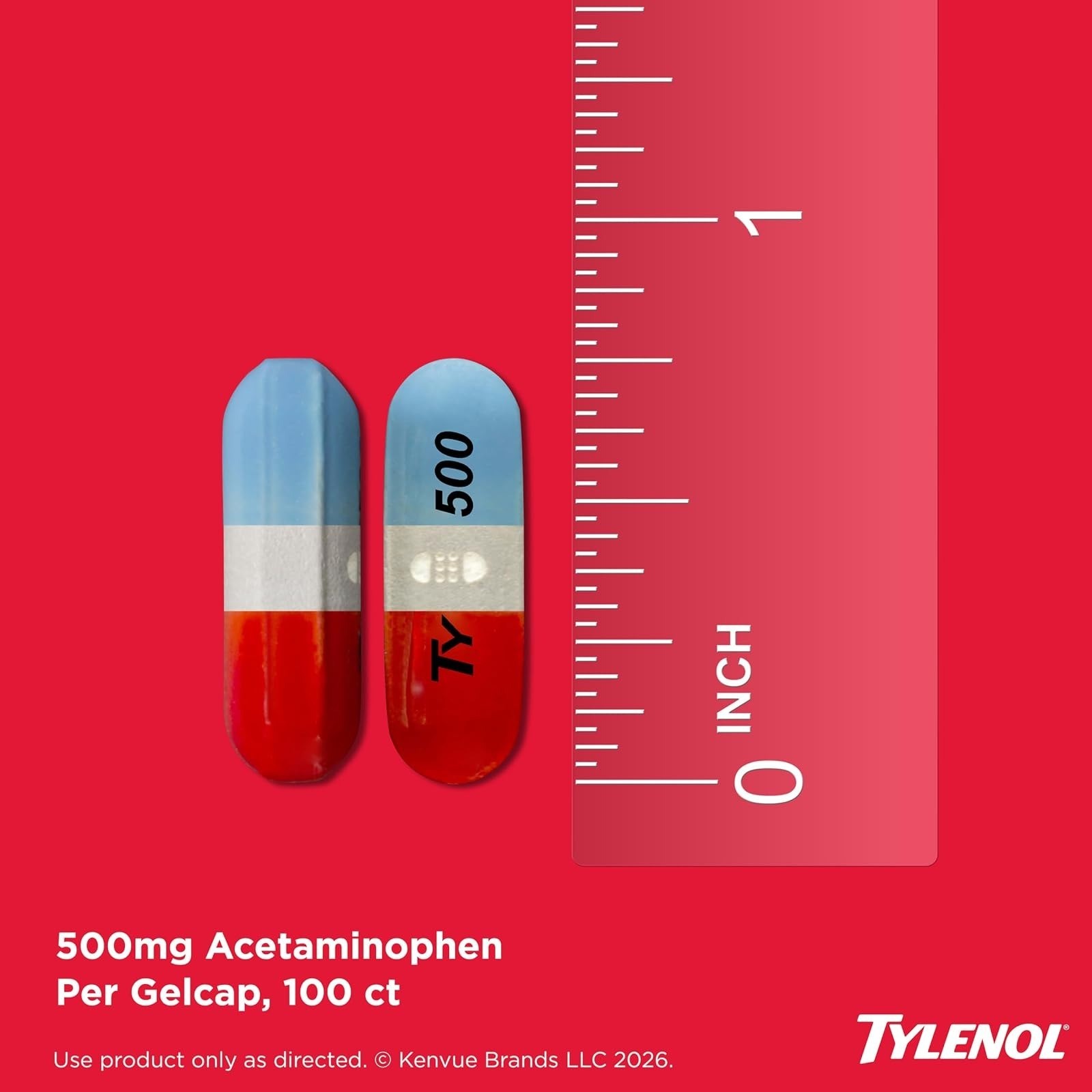 Tylenol Extra Strength Gelcaps 500mg Pain Relief, 100 Count