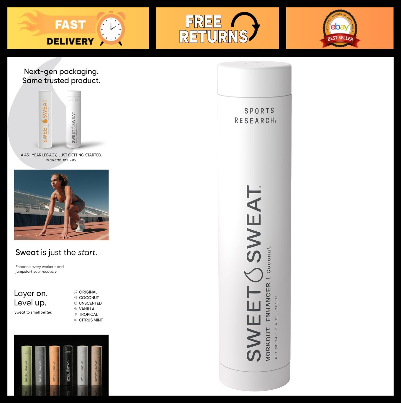 Workout Enhancer Gel for Maximum Sweat & Exercise Performance – 6.4oz Stick