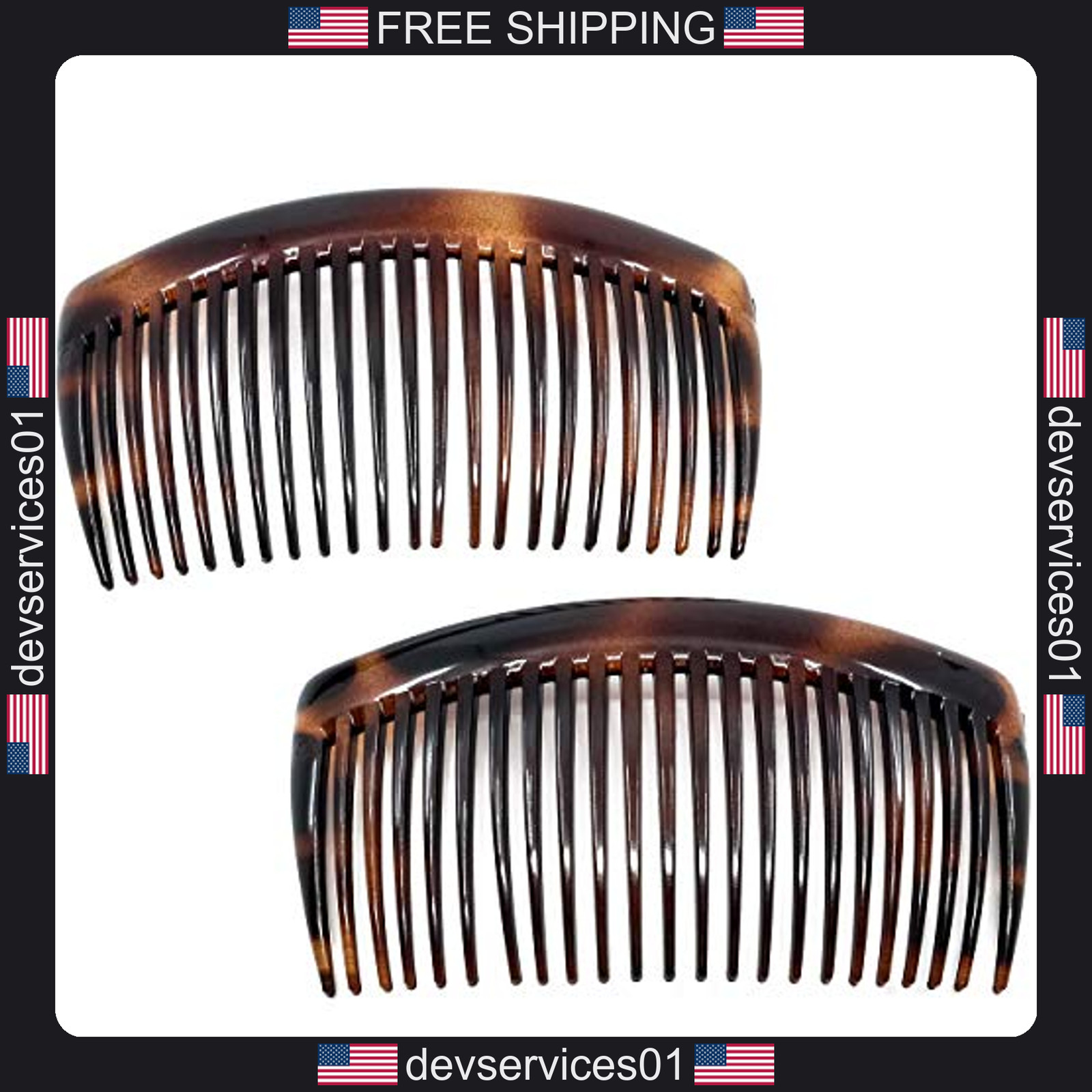 2 Pack Large Brown Interlocking Hair Combs for Women