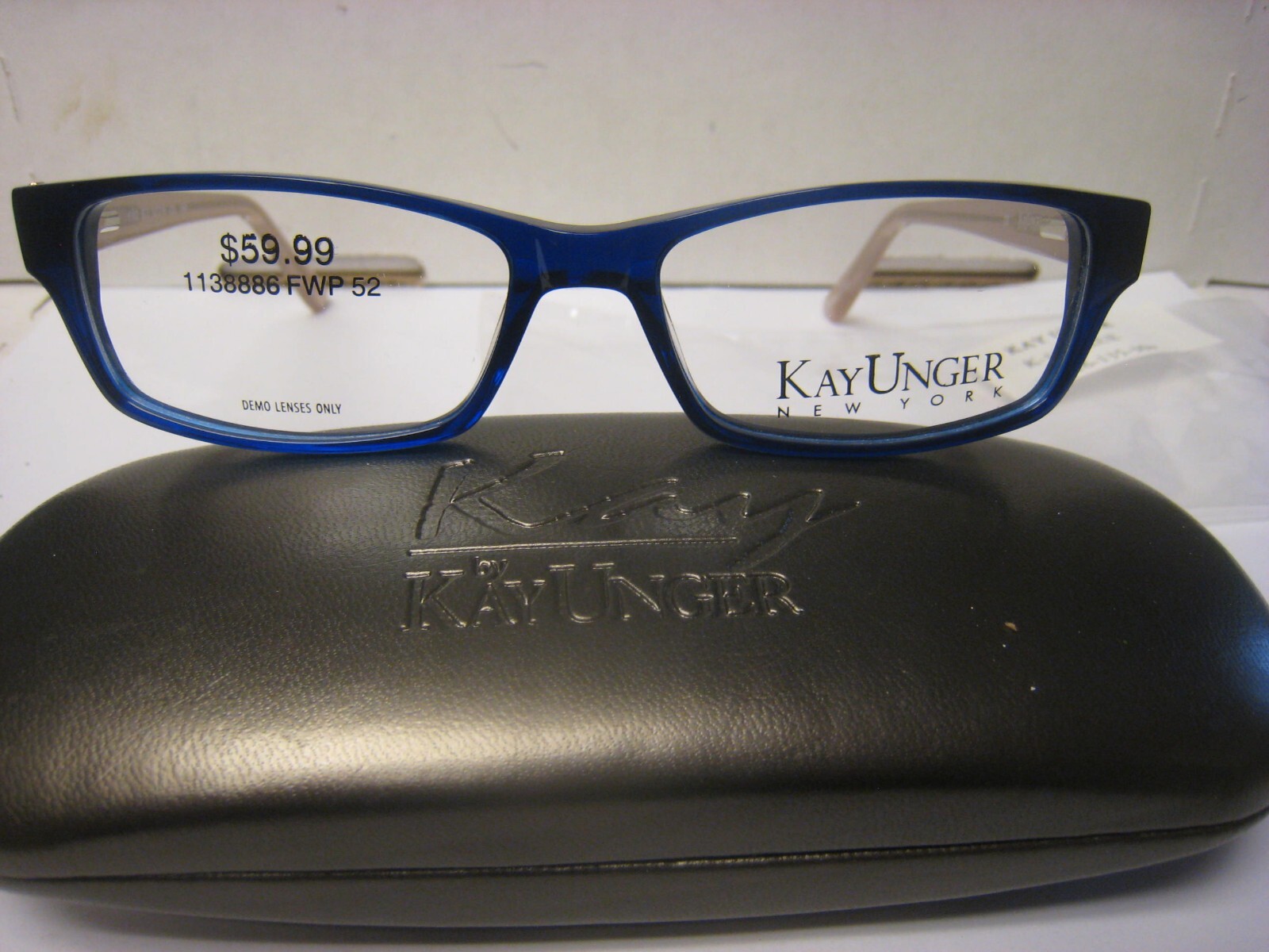 KAY UNGER EYEGLASSES FRAME K182 BLUE 52-16-135-30v WITH CASE AUTHENTIC