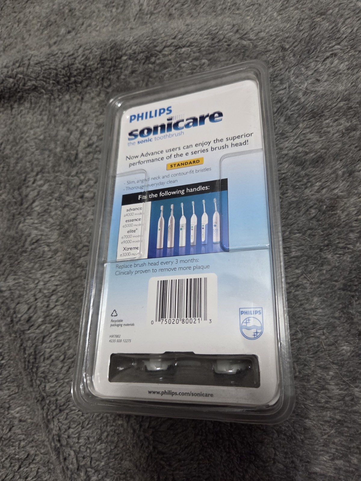 Philips Sonicare HX7002 Replacement Standard Brush Heads for E Series New Sealed