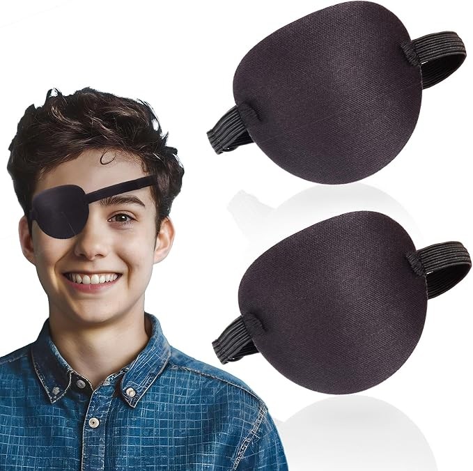 2-Piece Reusable 3D Adjustable Eye Patch Set for Adults – Comfort in Black