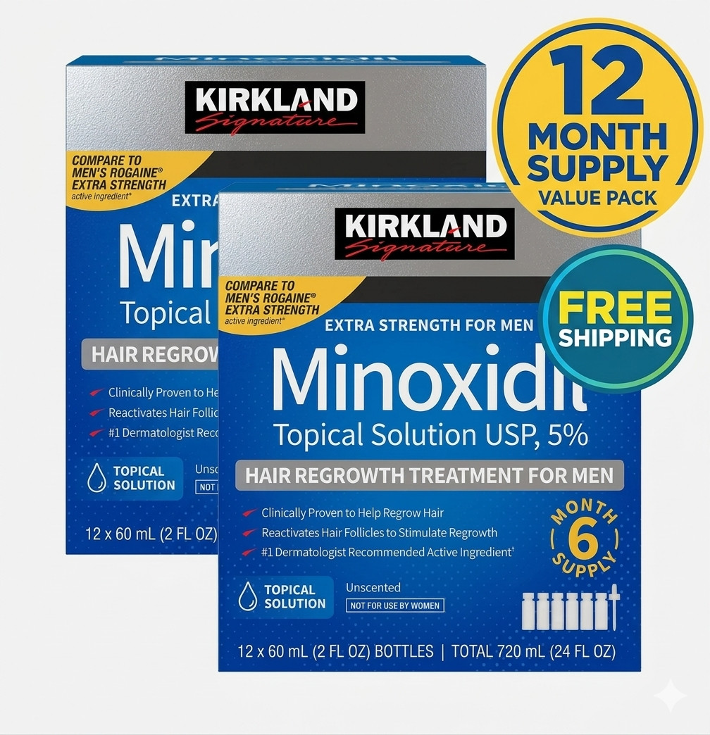 Kirkland Signature Minoxidil 5% Hair Regrowth Treatment for Men 12 Month Supply