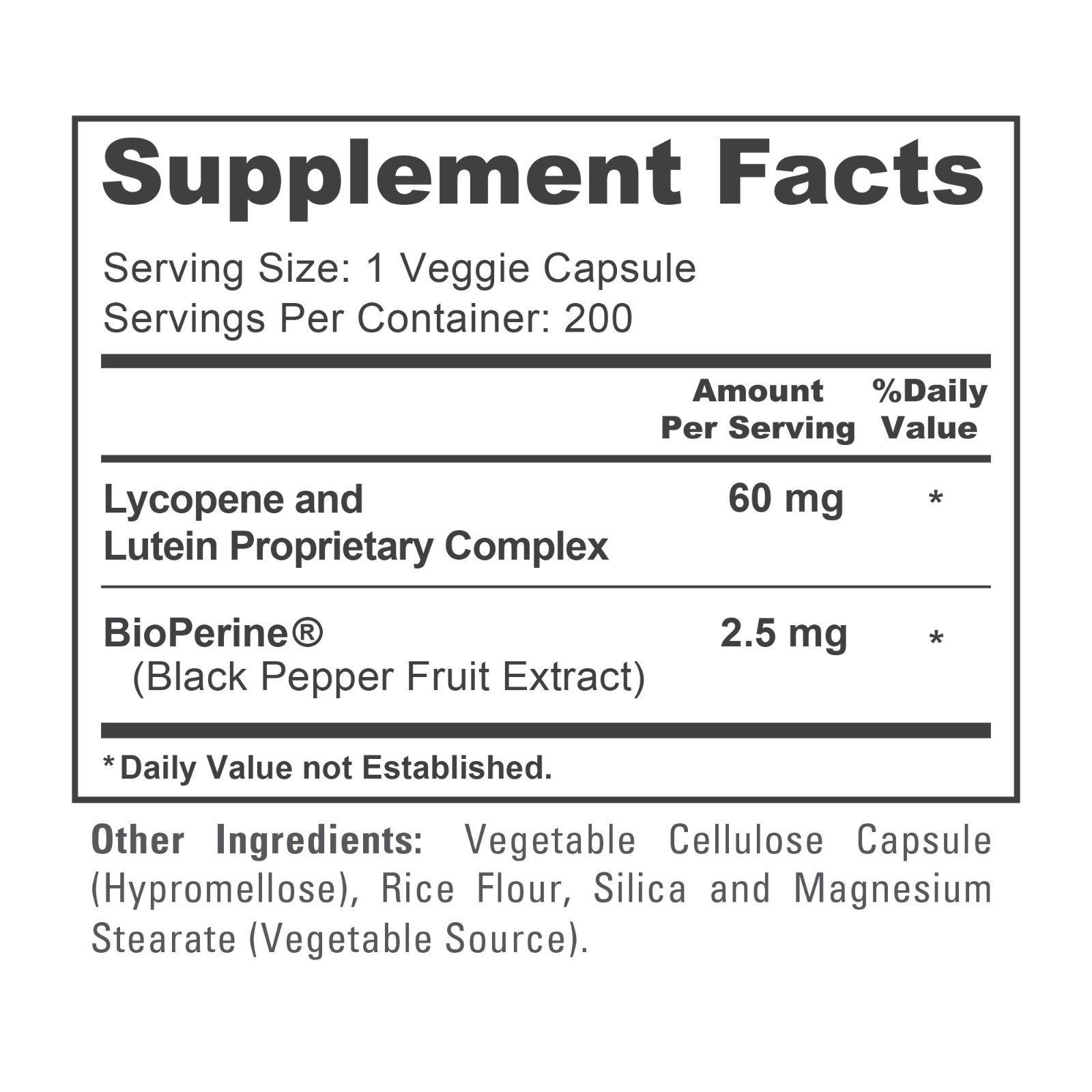 NusaPure Lycopene & Lutein Complex 60mg per caps 200 Veggie Capsules (Non-GMO)