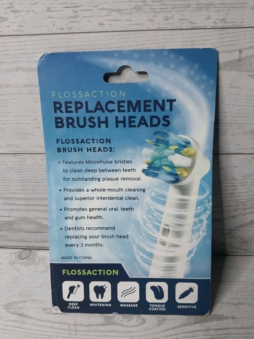 Replacement Brush Heads 4 Pack Flossaction New Sealed